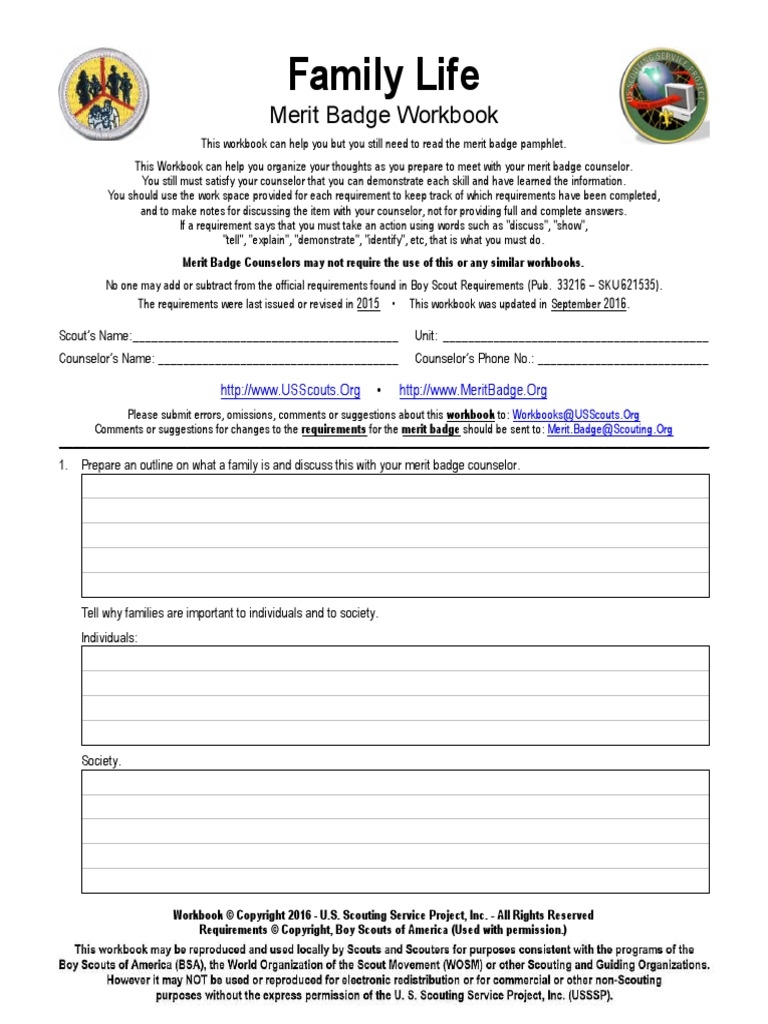 Personal Management Merit Badge Workbook Fill Online Printable 