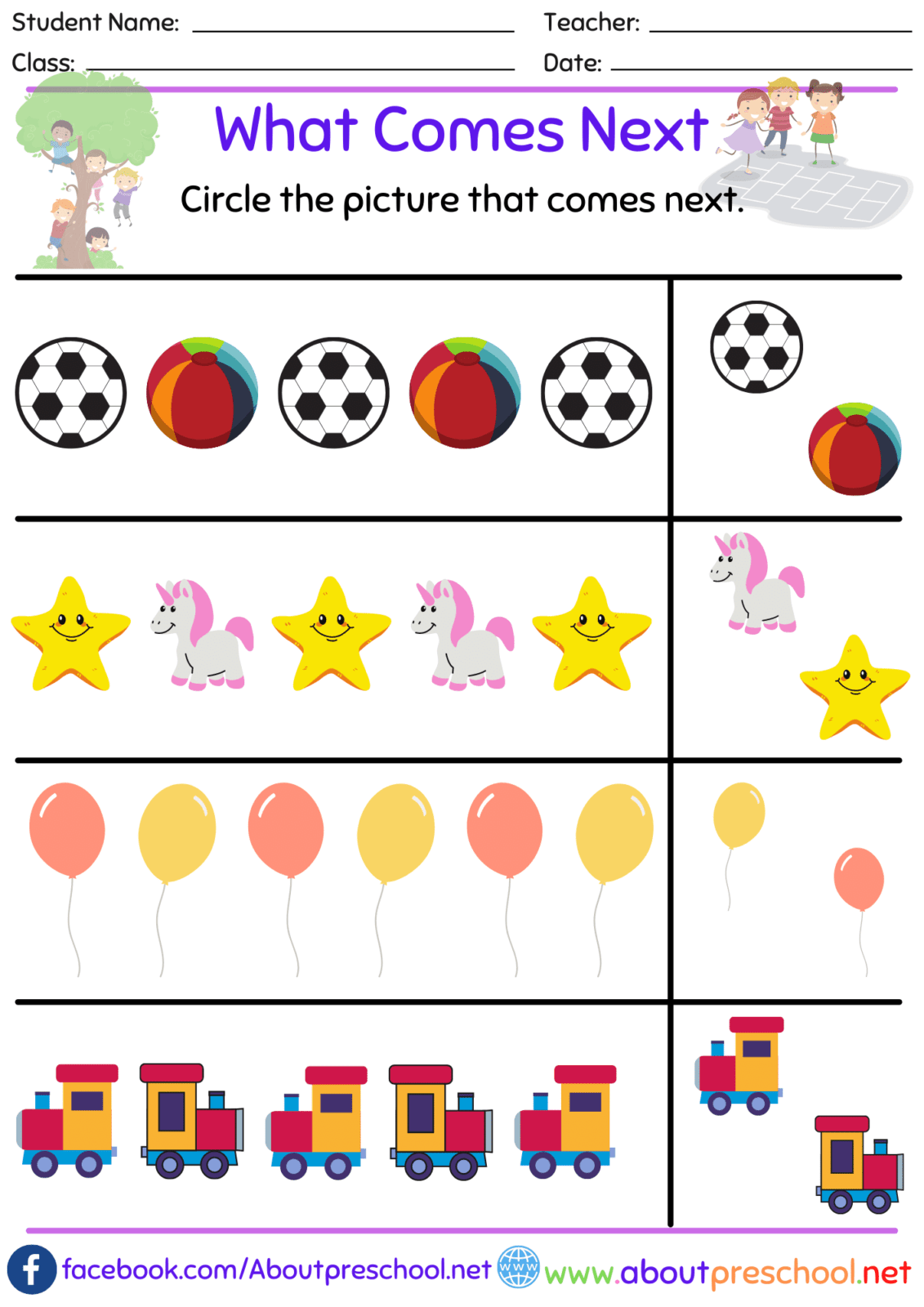 Picture Pattern Worksheets Worksheets Library