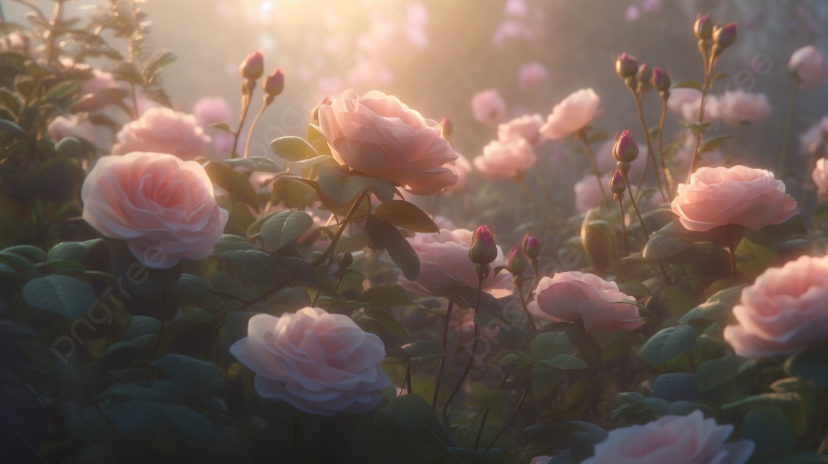 Pink Roses Sunshine Garden Background Rose Flower Flowers Pink 