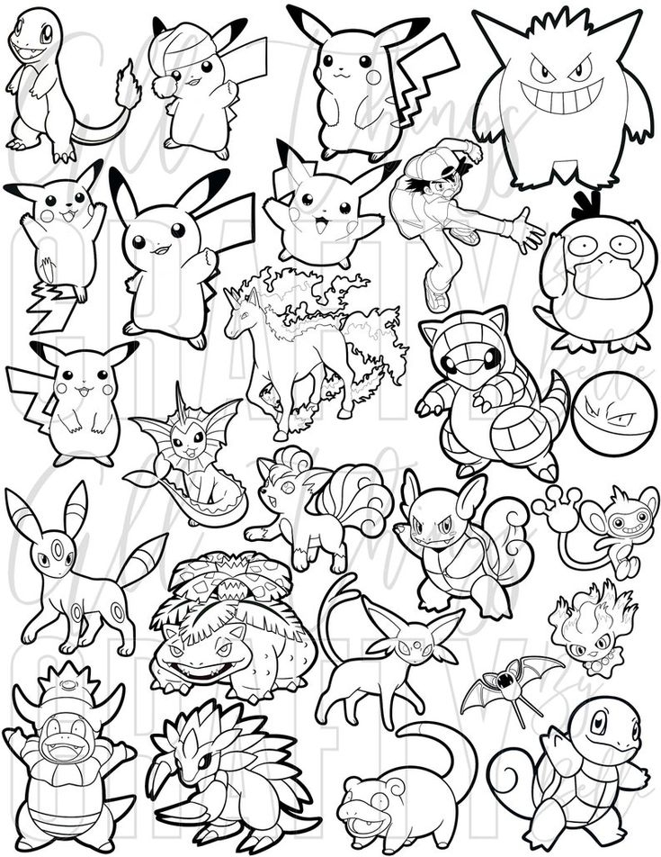 Pokemon Coloring Sheets 78 Digital PDF Coloring Pages Etsy Canada