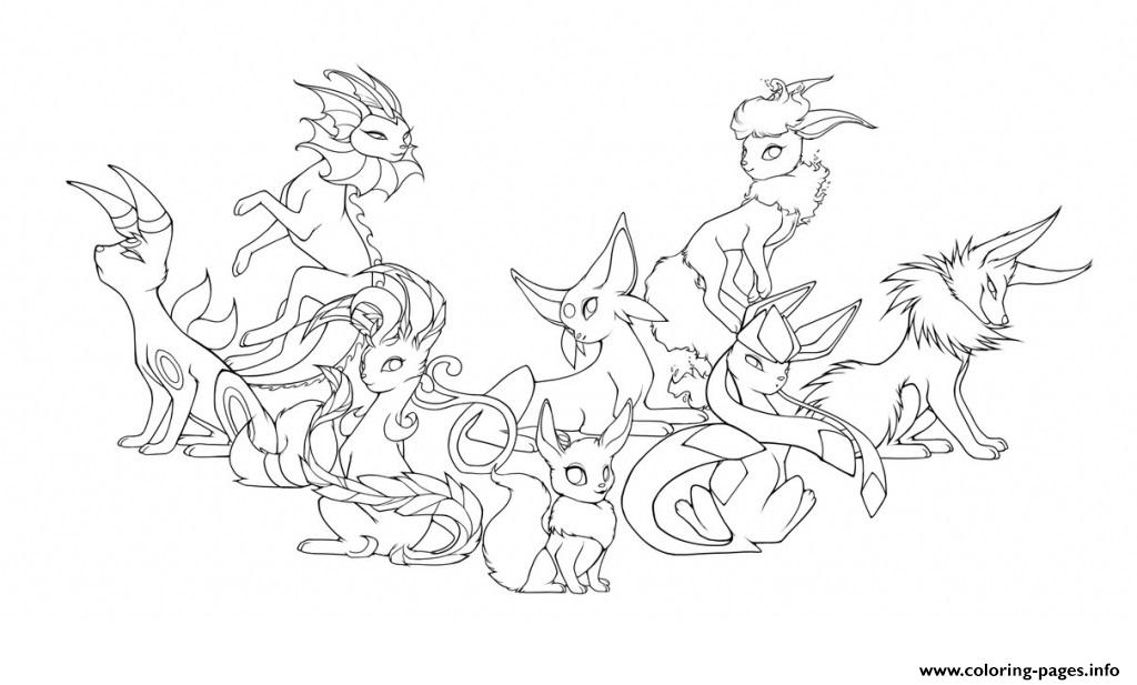 Pokemon Eevee Evolutions Mega Coloring Pages Printable
