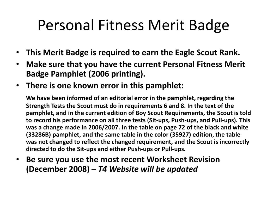 PPT Personal Fitness Merit Badge PowerPoint Presentation Free 