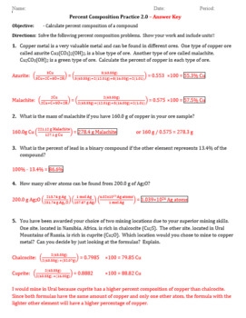 Practice Percent Composition Worksheet 2 0 Answer Key Worksheets 