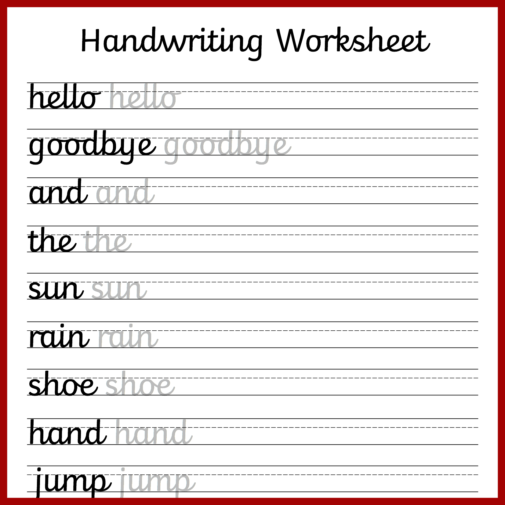 practise cursive handwriting worksheets
