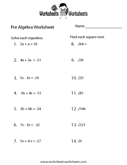 Pre Algebra Worksheets Worksheets Worksheets