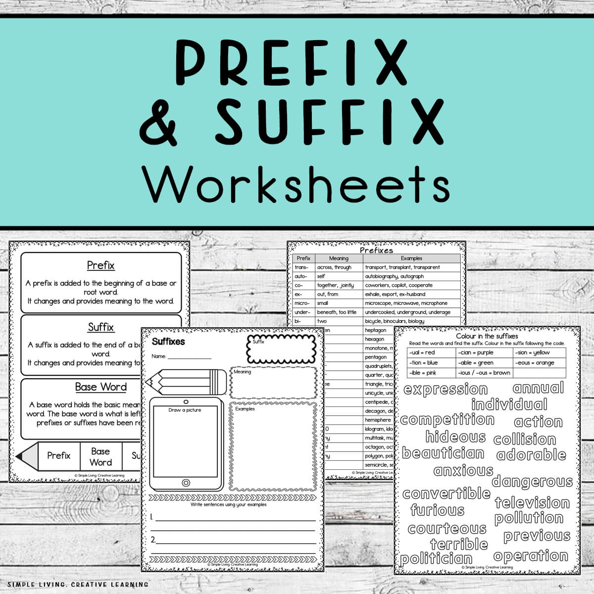 Prefix And Suffix Worksheets Simple Living Creative Learning