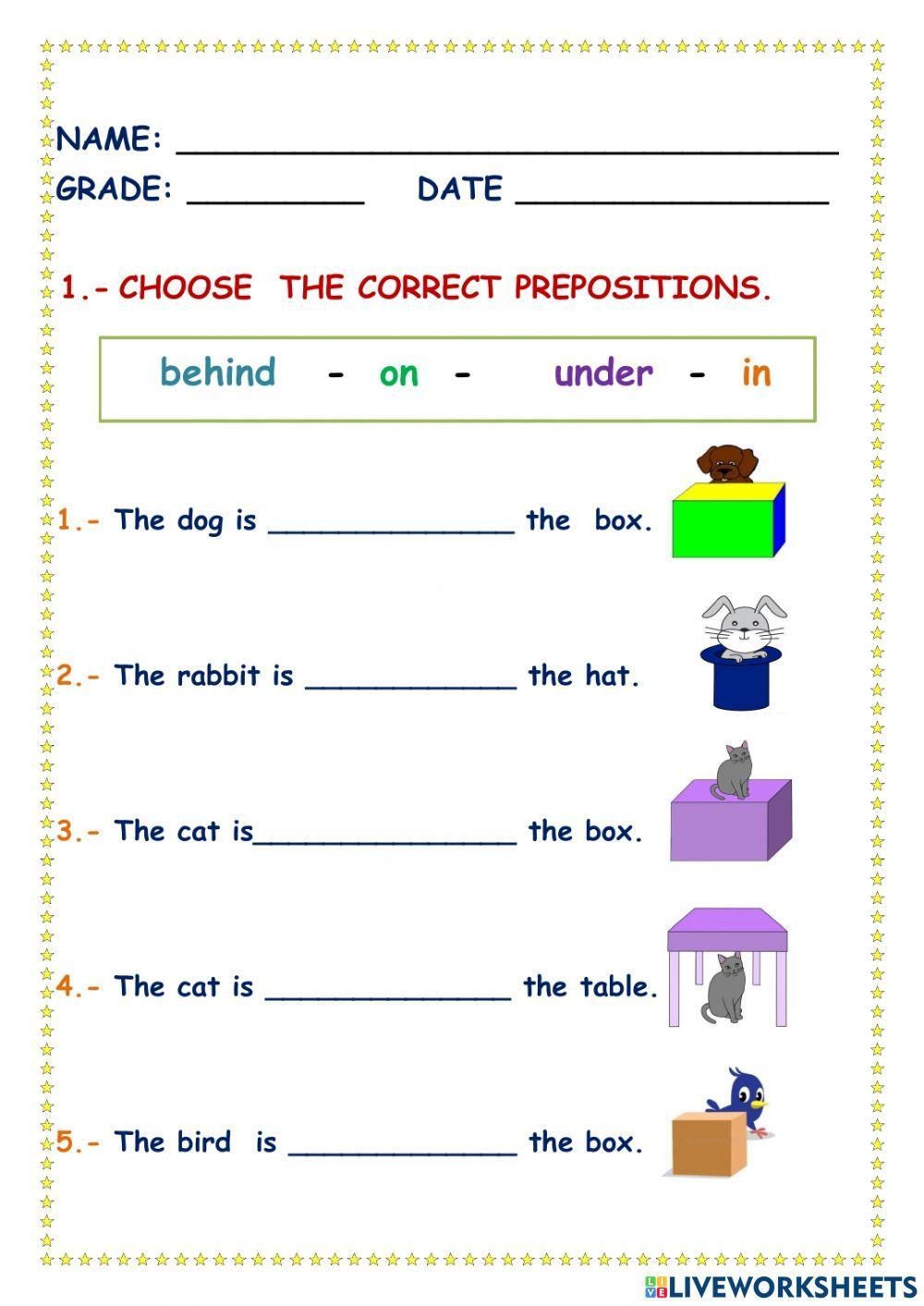 Prepositions Of Place Online Exercise For GRADE 2 Live Worksheets 