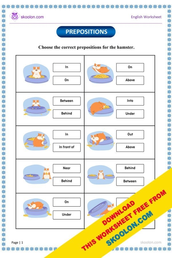prepositions worksheet
