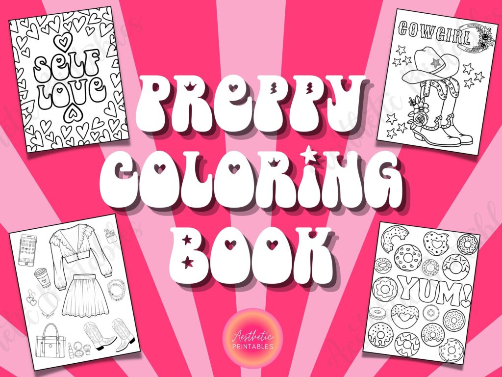 Preppy Coloring Pages Preppy Coloring Book Printable Easy Aesthetic