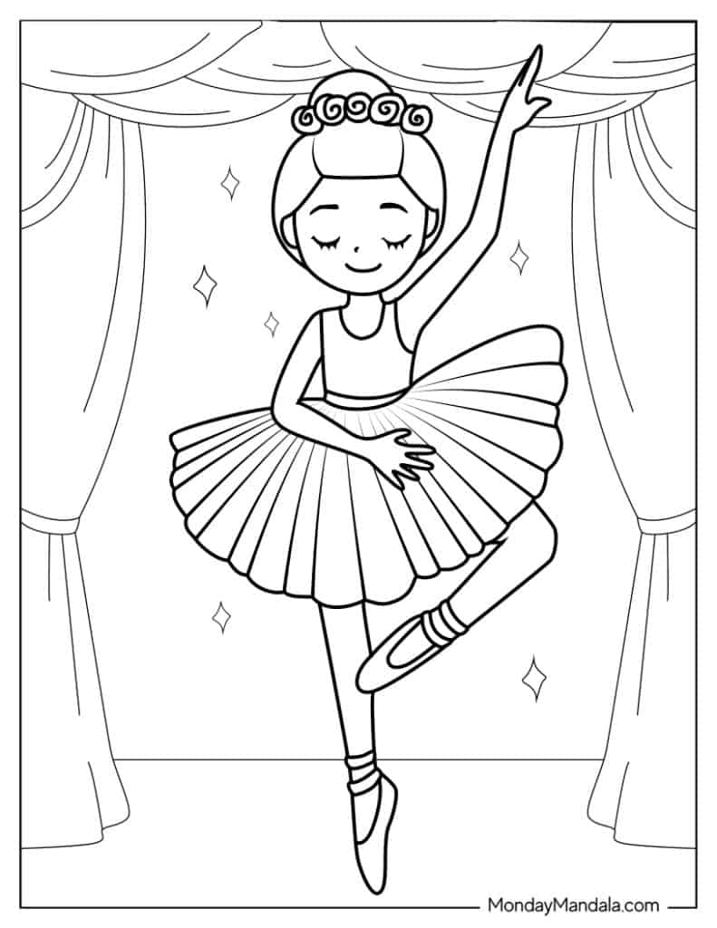 Preschool Coloring Pages Printable Ballerina Ballet Dancer Coloring Pages