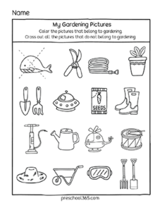 Preschool gardening activity sheets 3p Preschool365