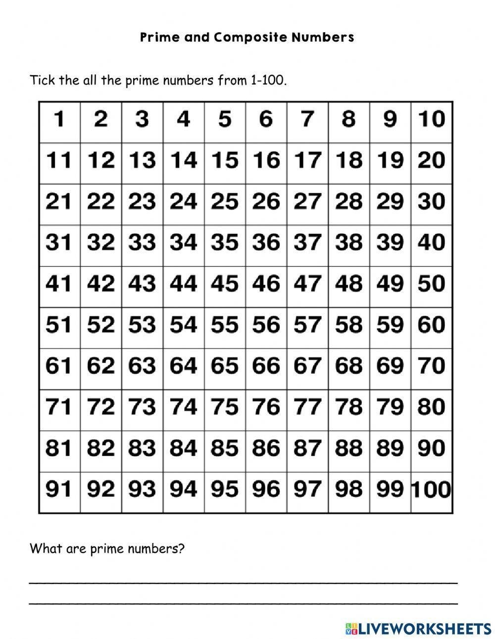 prime and composite numbers worksheets