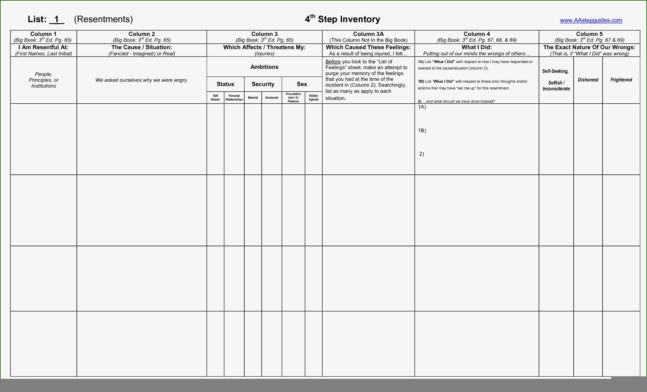 Printable Aa Step Worksheets Ronald Worksheets