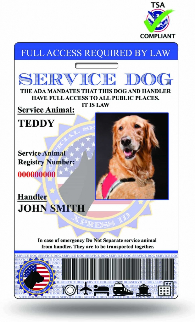 Printable Ada Service Dog Card Printable Card Free