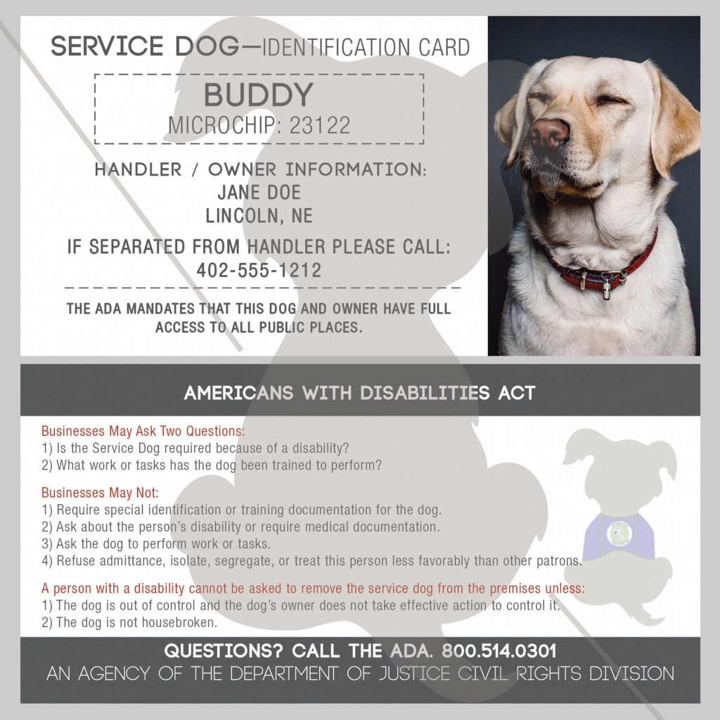 free printable ada service dog card pdf