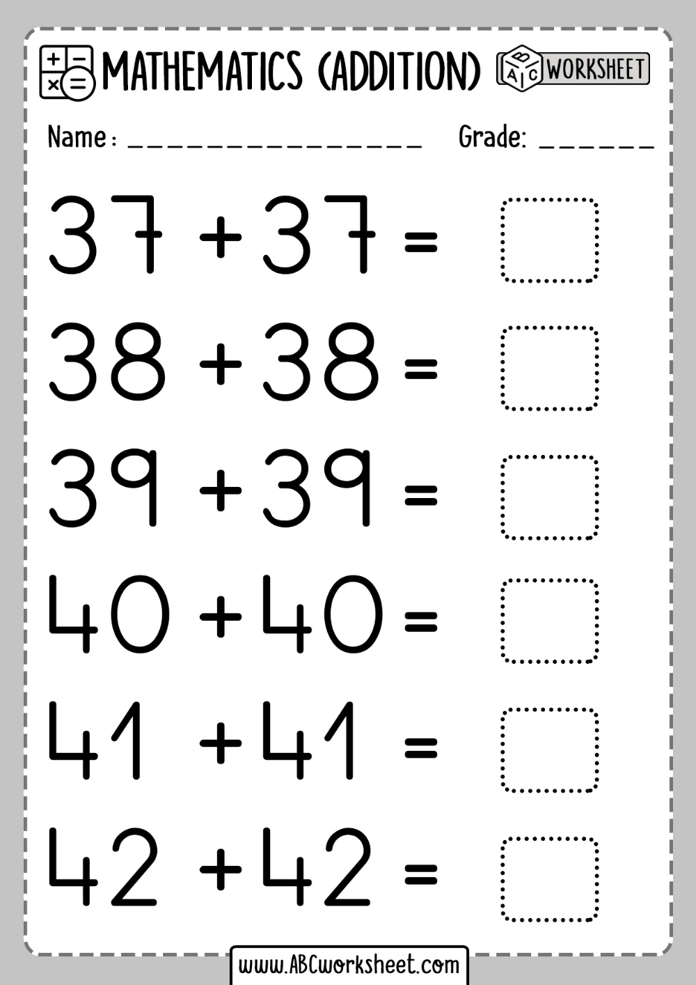 printable doubles worksheet