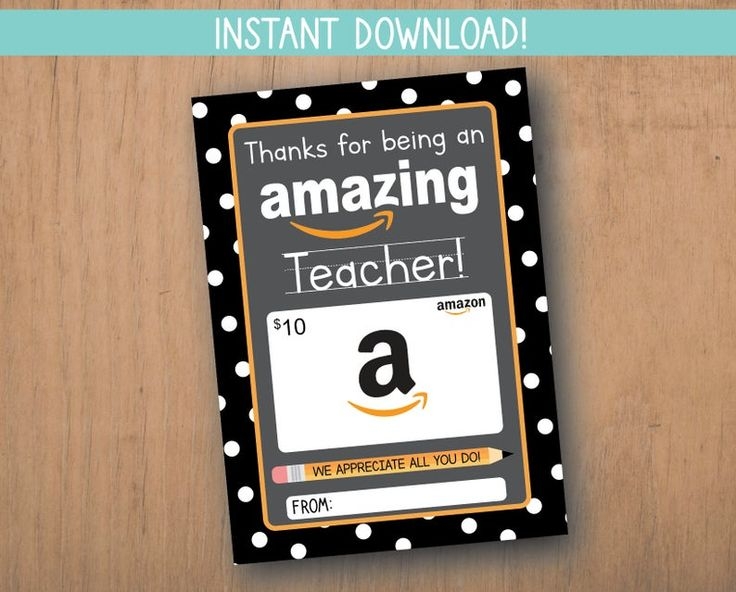 PRINTABLE Amazon Gift Card Holder Teacher Thank You Teacher Gift 