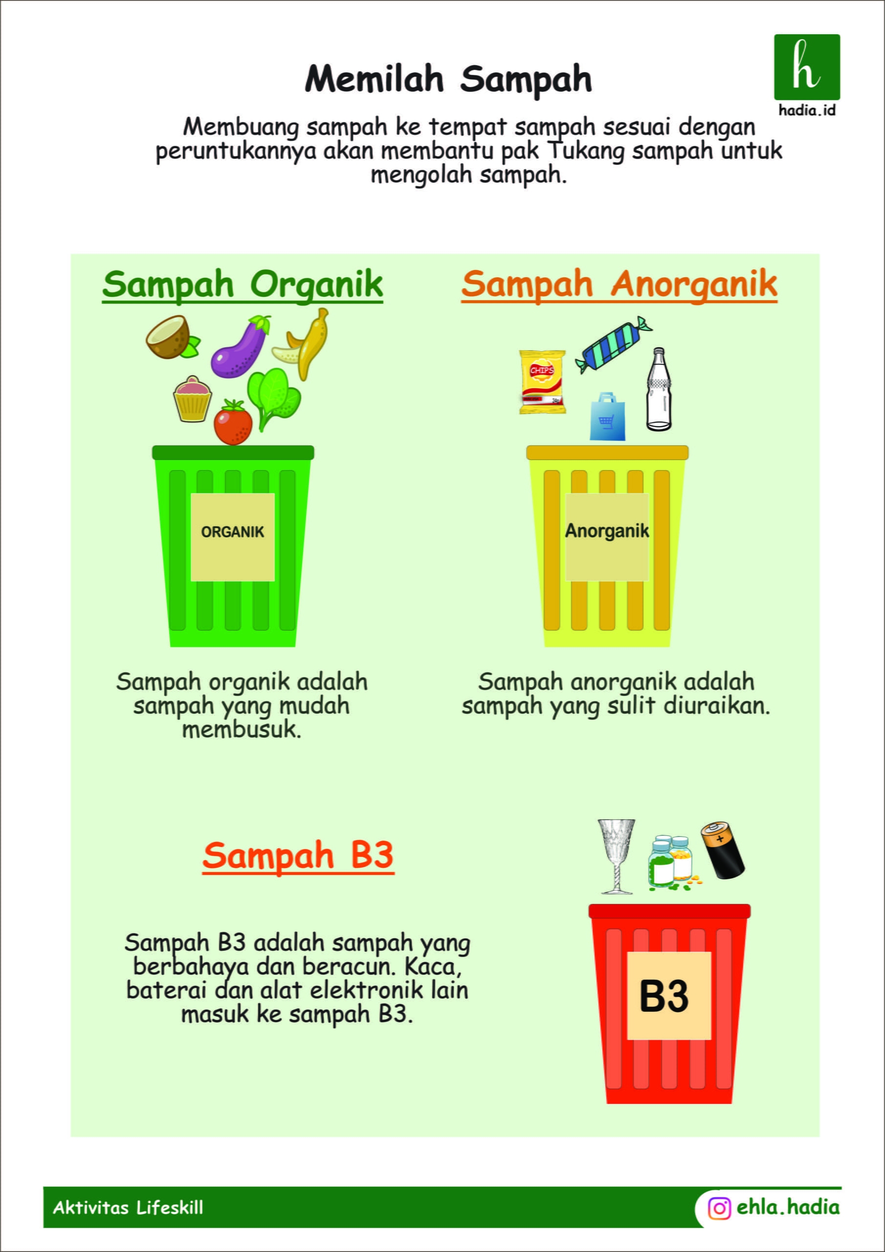 Printable Anak Memilah Sampah Ehla Hadia