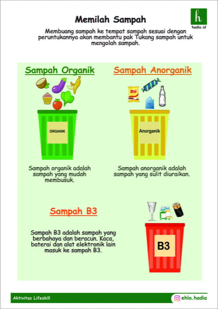 Printable Anak Memilah Sampah Ehla Hadia