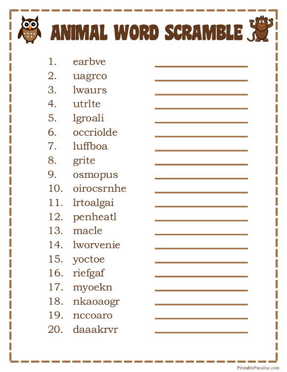 printable word game