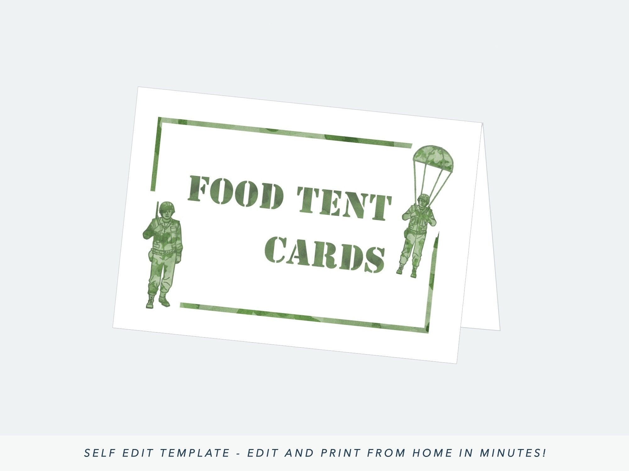 Printable Army Birthday Food Cards Army Birthday Party Army Etsy In 