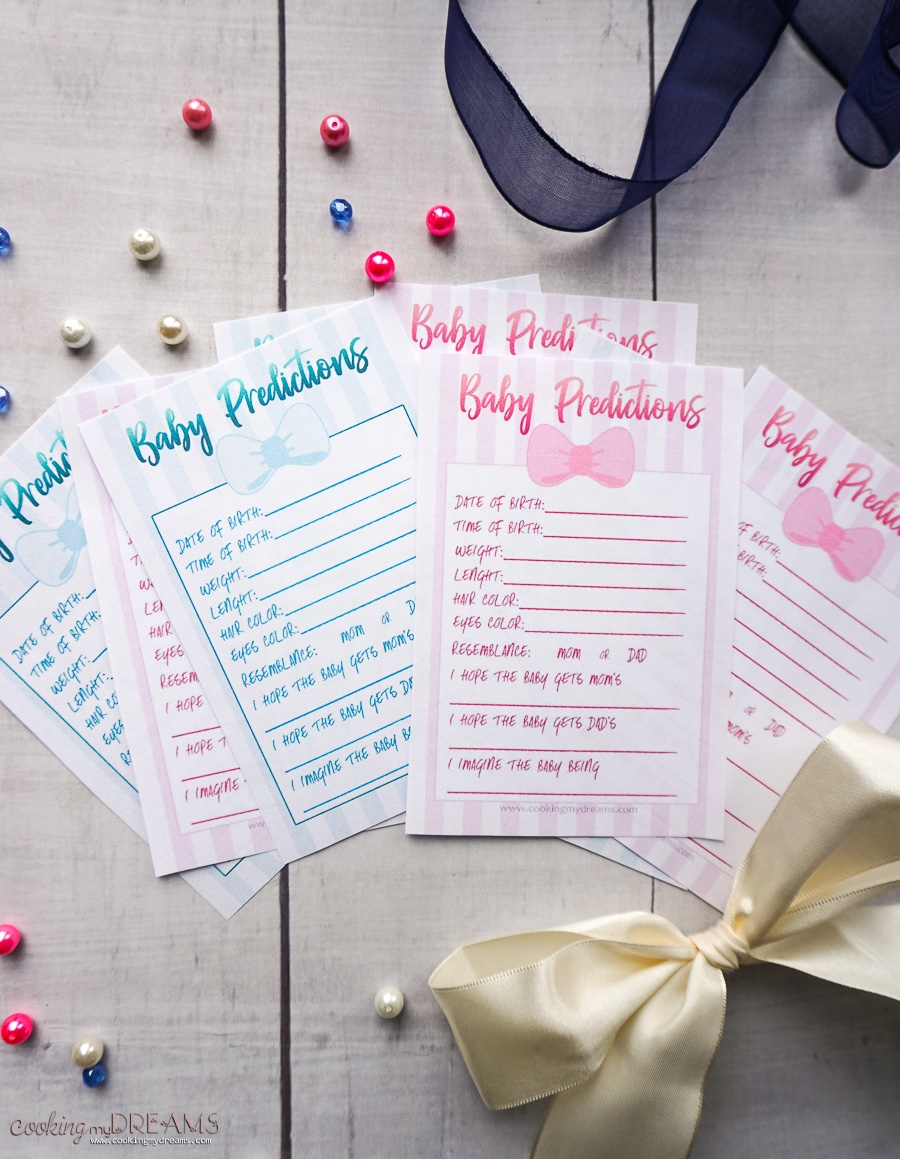 Printable Baby Shower Prediction Cards Cooking My Dreams