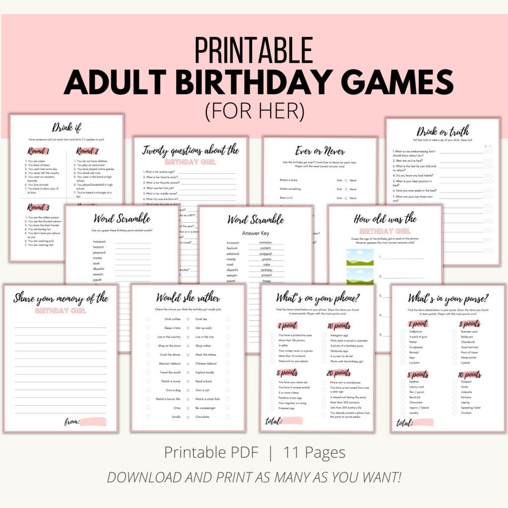 printable birthday games