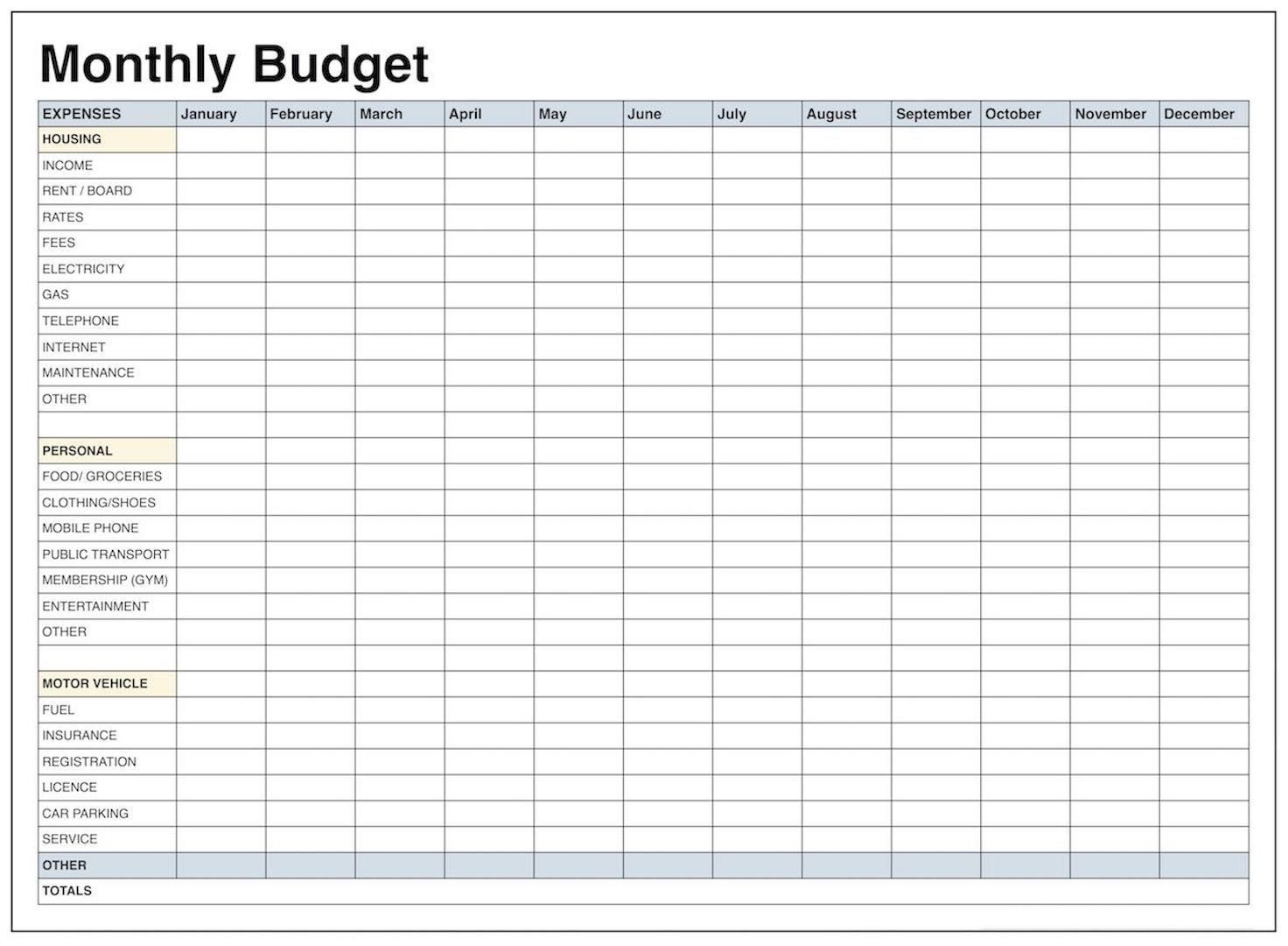 Printable Budget Worksheet Excel