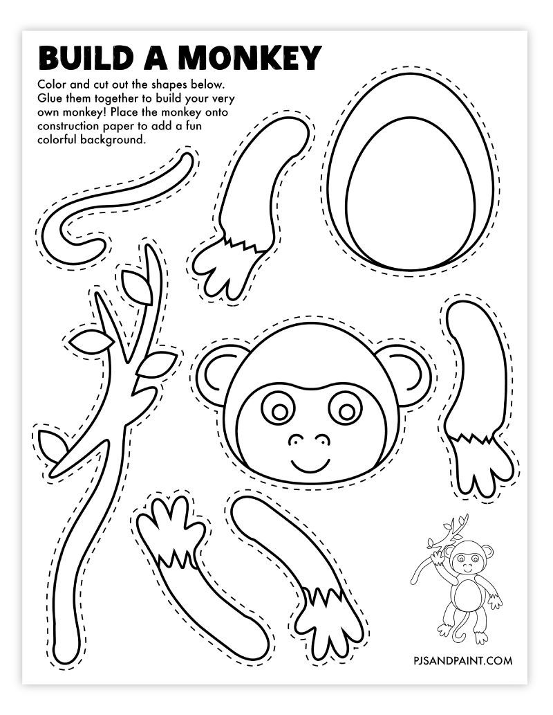 Printable Build A Monkey Craft Free Printable Crafts Monkey Crafts 