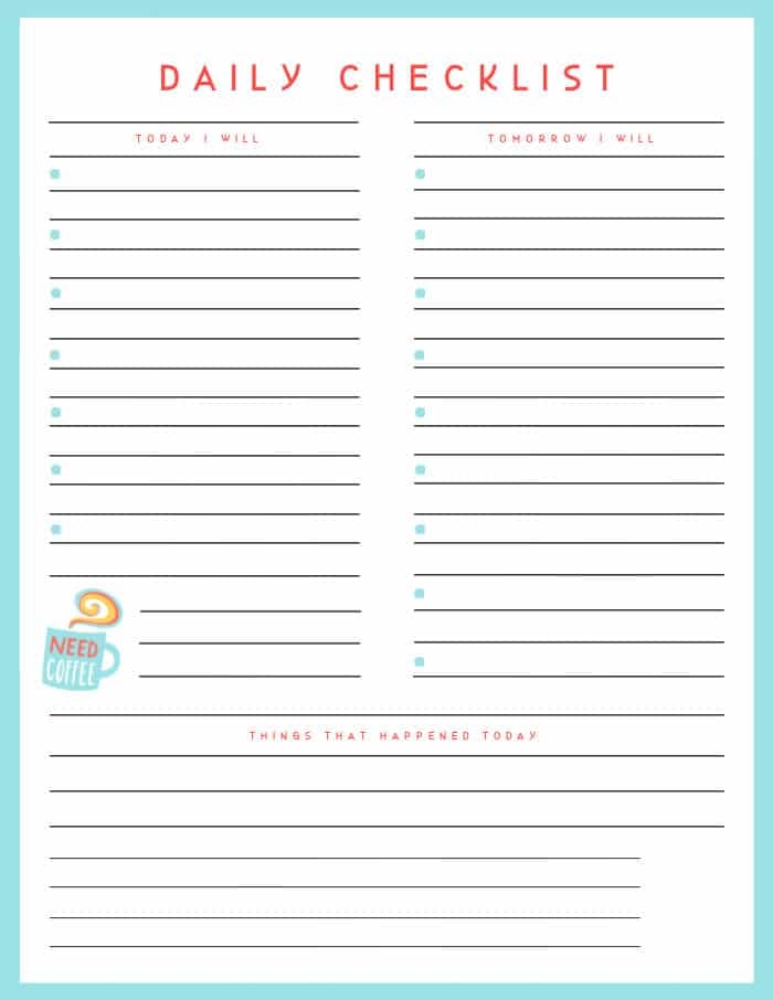 Printable Caregiver Daily Checklist Template