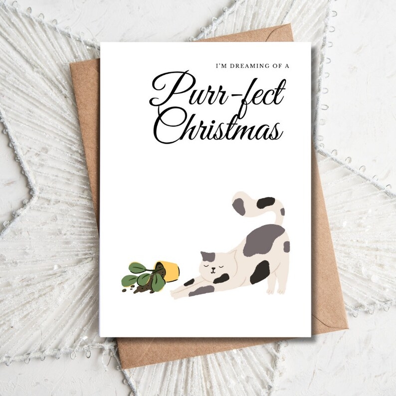 Printable Cat Christmas Cards Bundle Funny And Cute Etsy