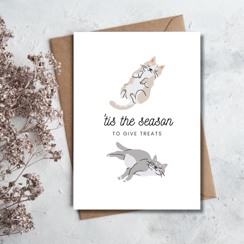 Printable Cat Christmas Cards Bundle Funny And Cute Etsy