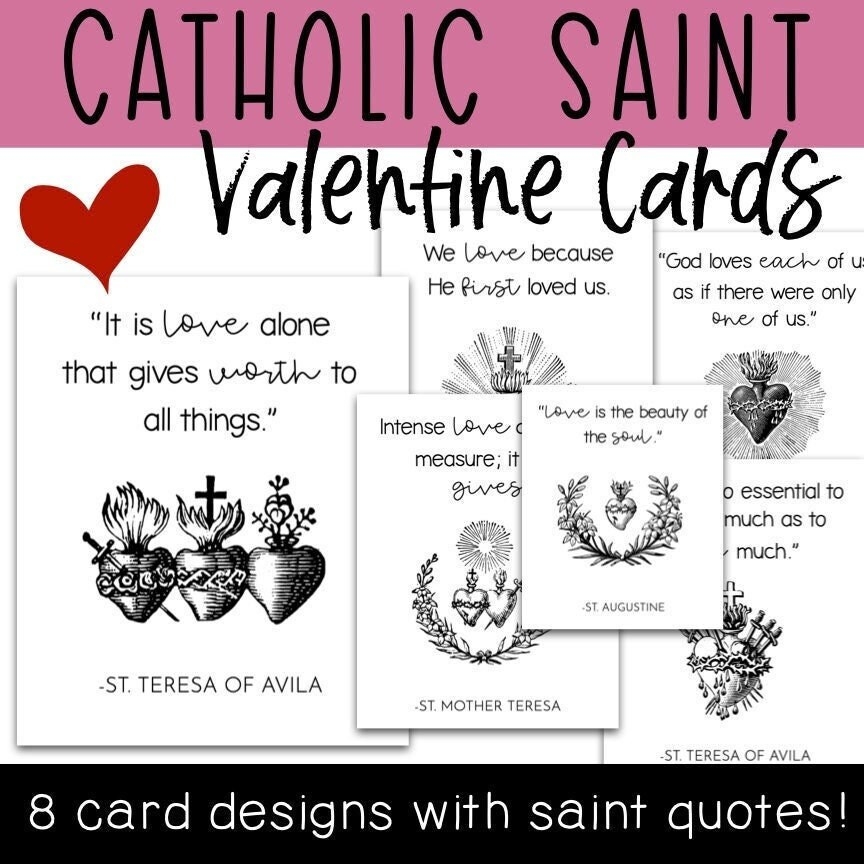 Printable Catholic Valentine Cards Valentine 39 s Day Etsy