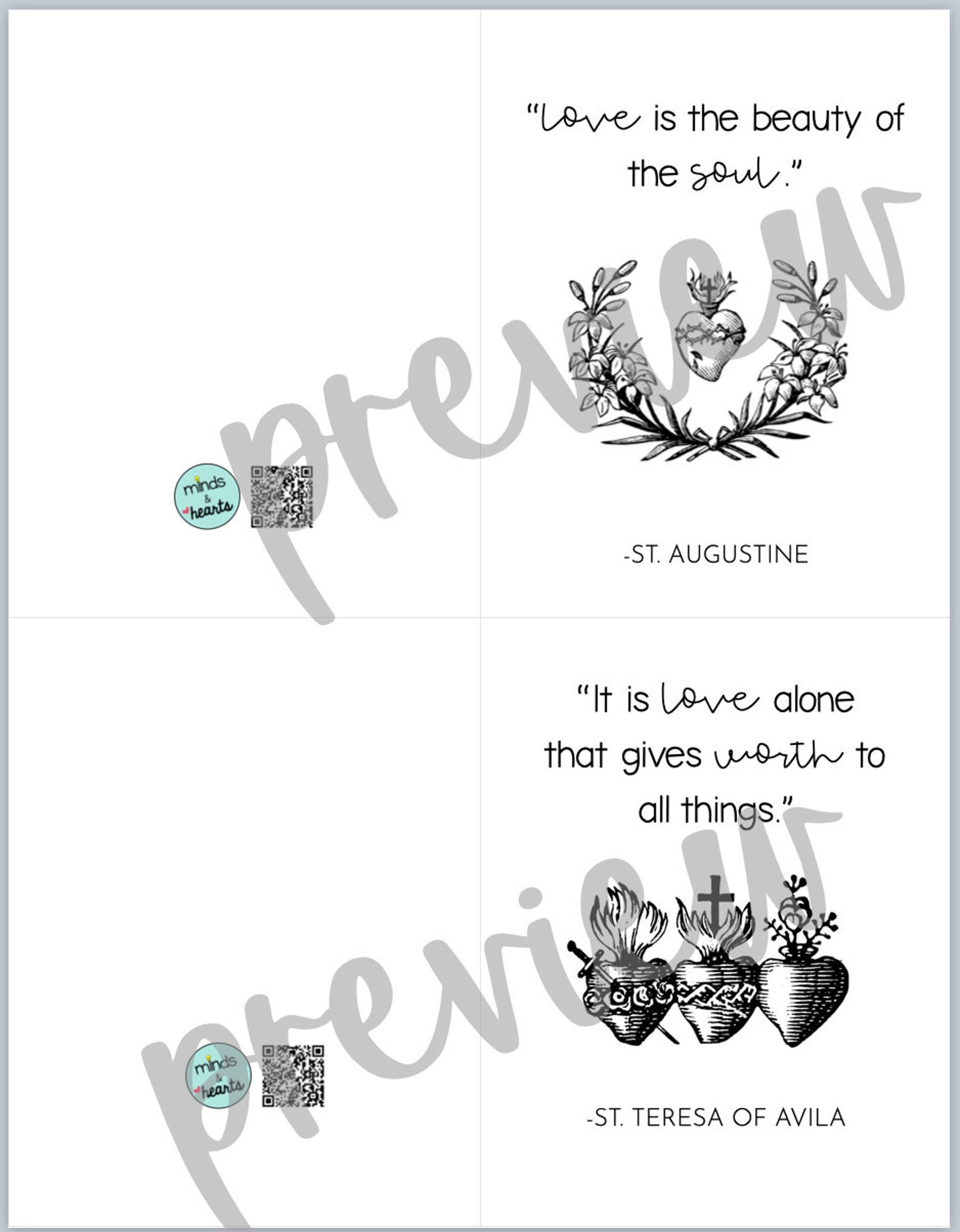 Printable Catholic Valentine Cards Valentine 39 s Day Etsy