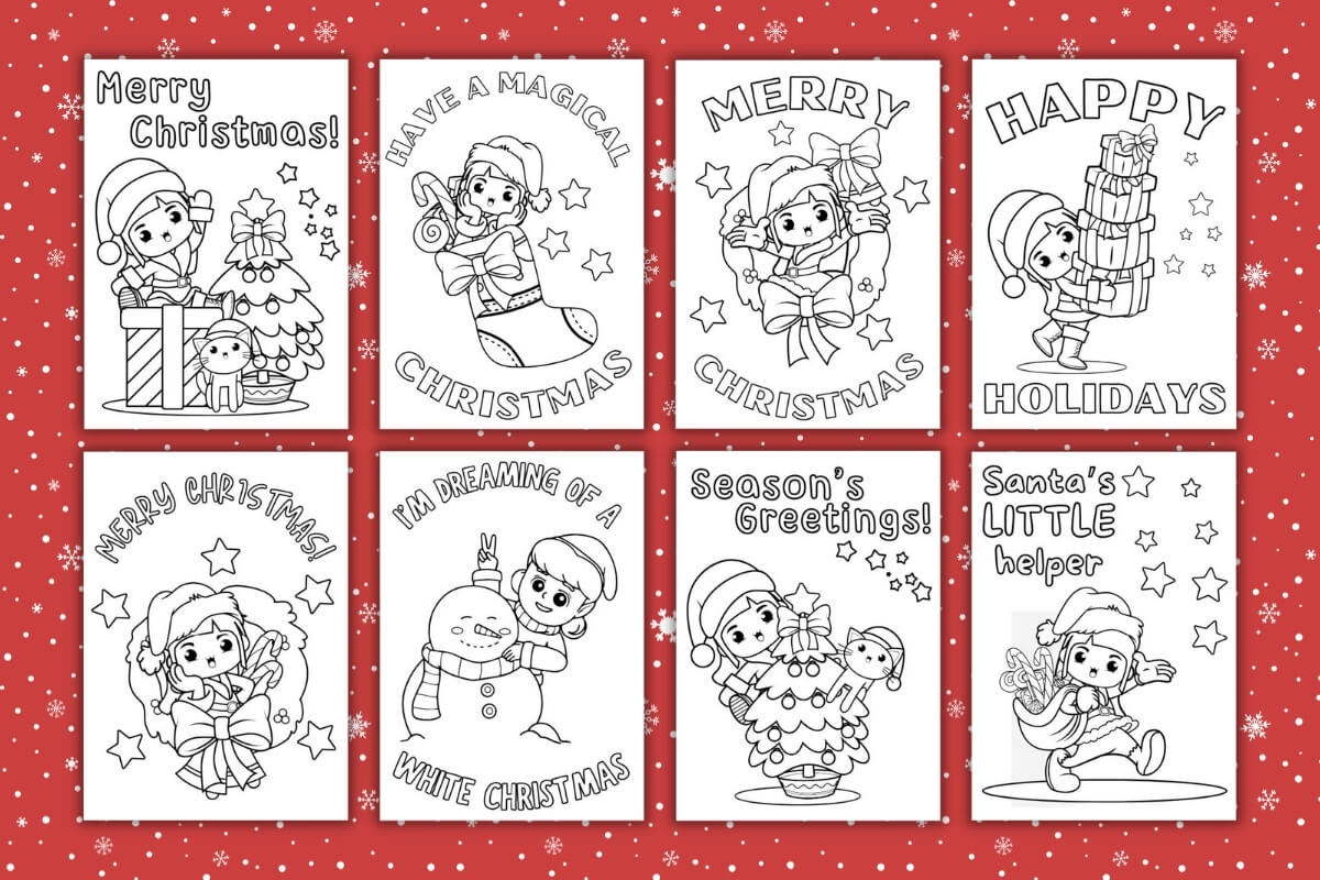 Printable Christmas Cards To Color For Kids Worksheets Library