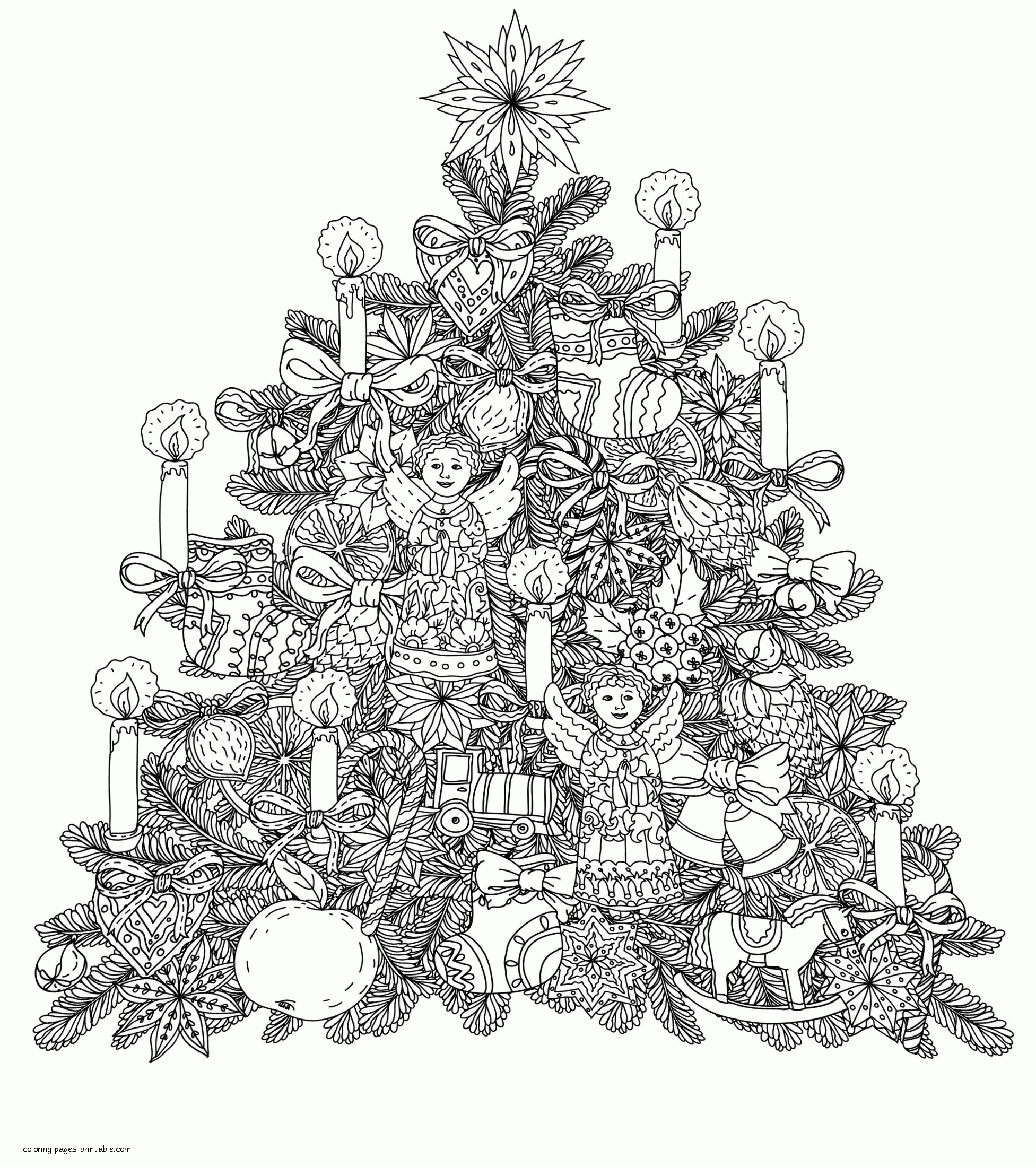 free printable coloring pages of a christmas tree