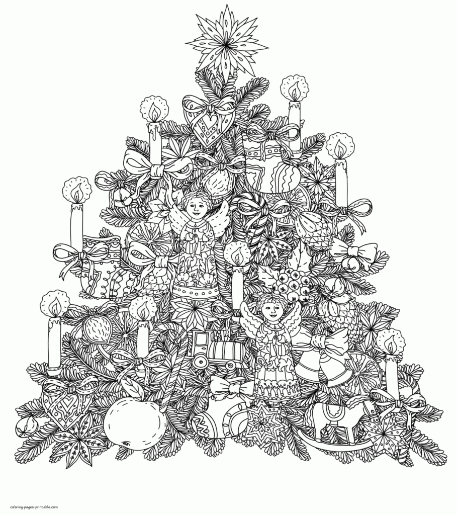 Printable Christmas Tree Coloring Pages For Adults COLORING PAGES