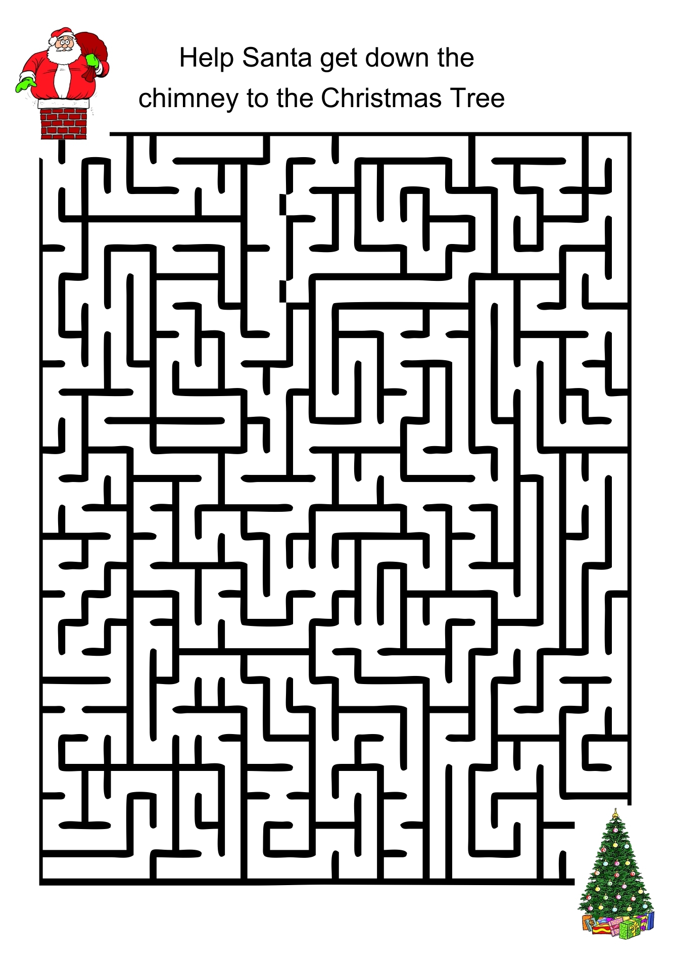 Printable Christmas Tree Maze Hard Printable JD