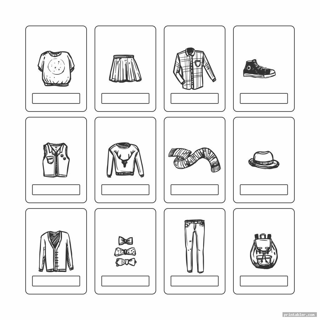 Printable Clothes Flashcards For Toddlers Gridgit