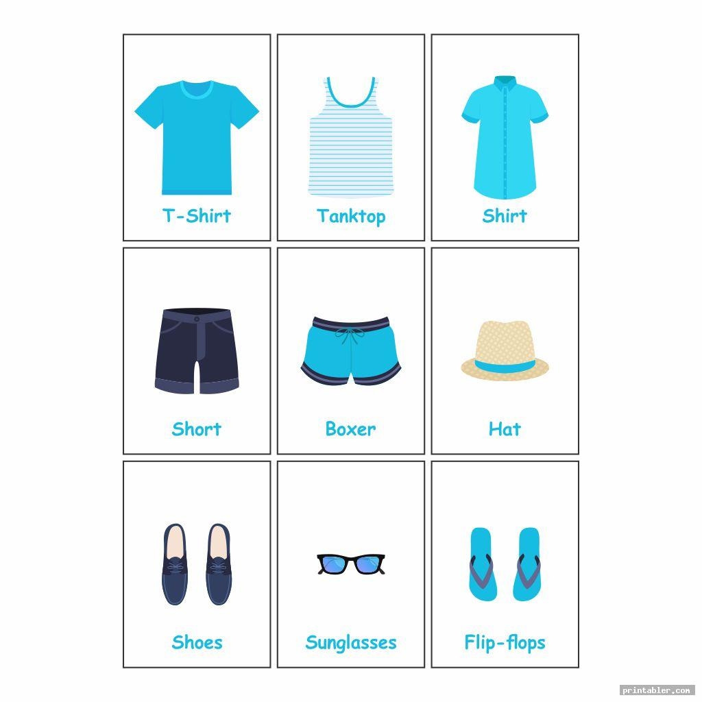 clothes printable flashcards