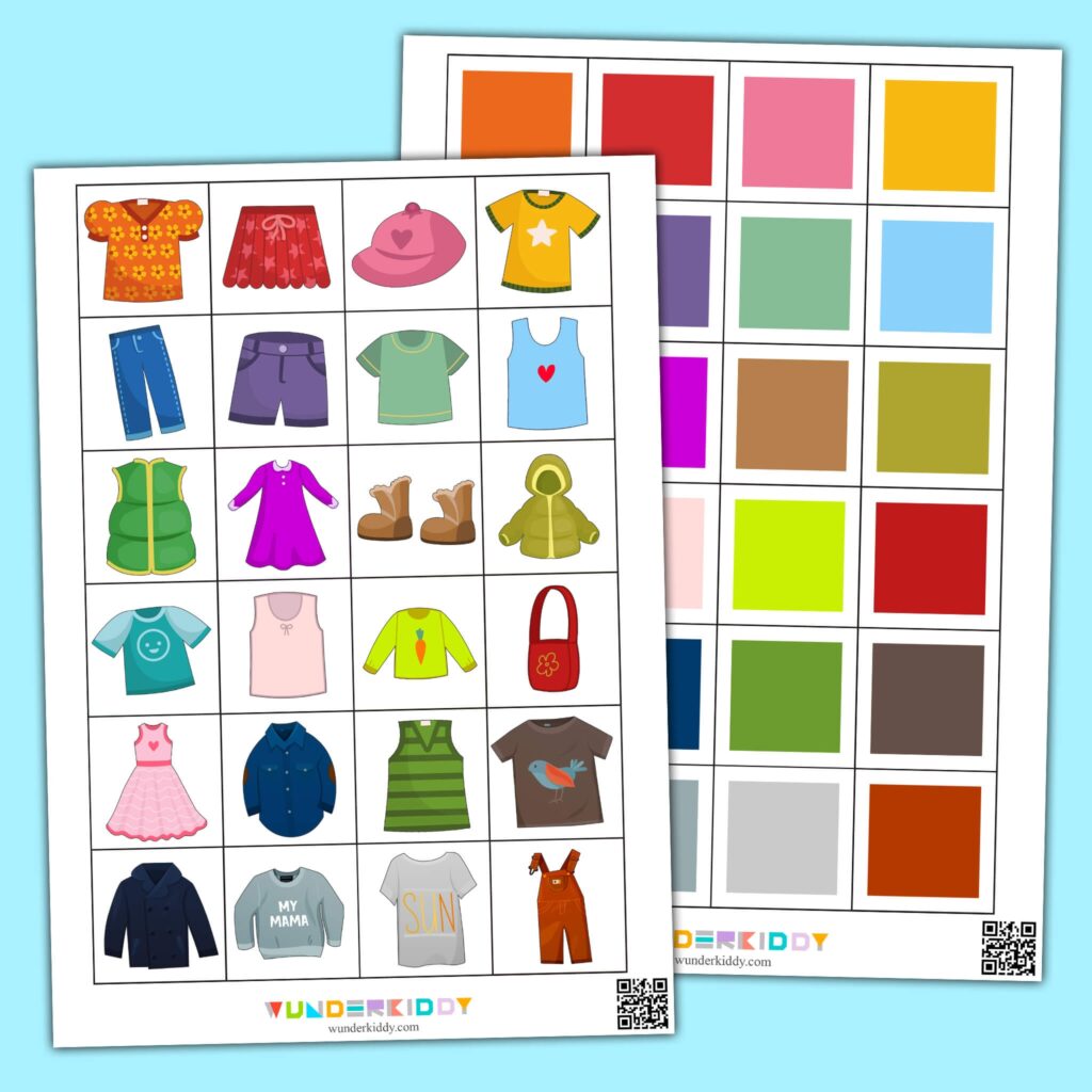 Printable Clothes Shadow Matching Worksheet For Kindergarten