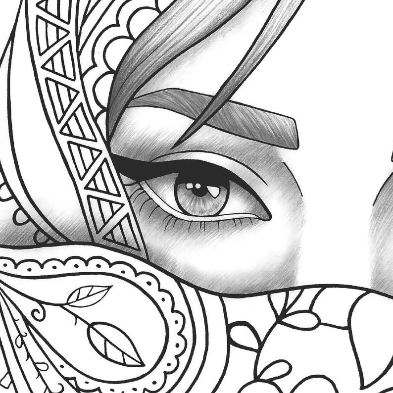 Printable Coloring Page Girl Portrait And Clothes Colouring Etsy 