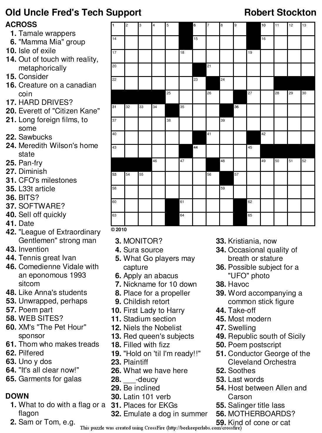 newspaper printable crossword puzzles