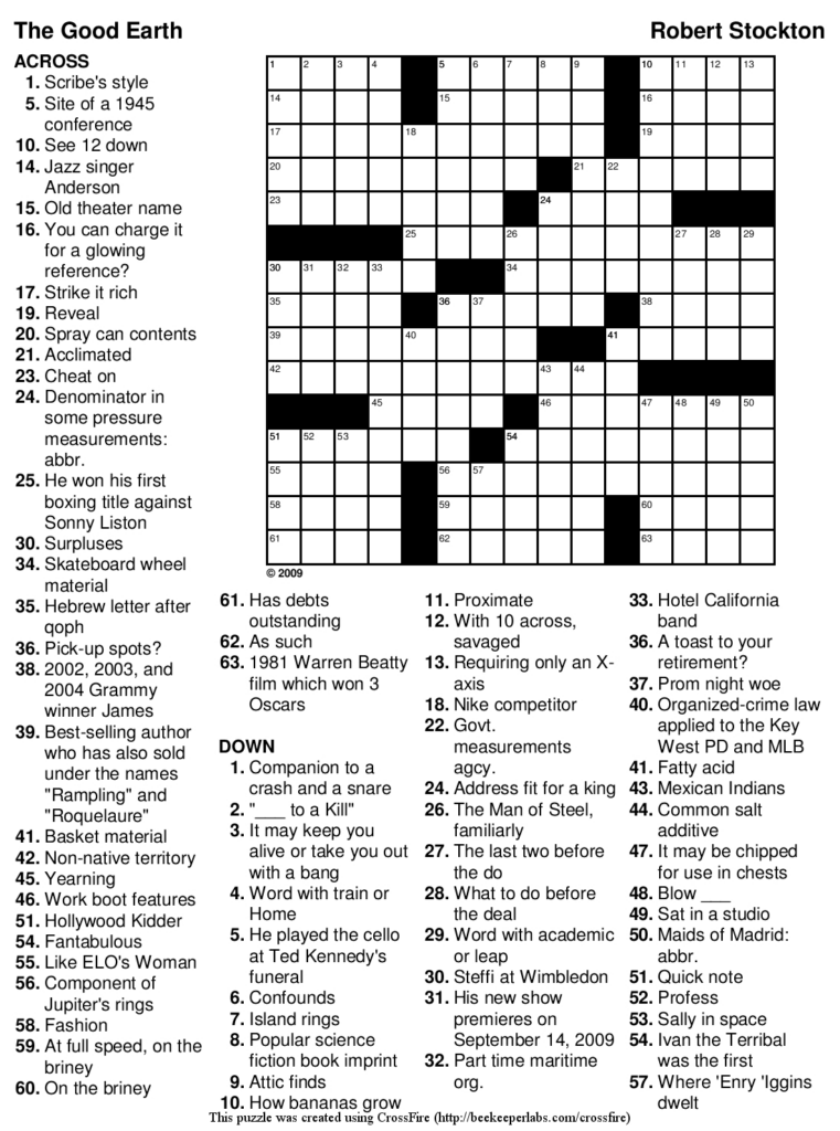 difficult printable crossword puzzles