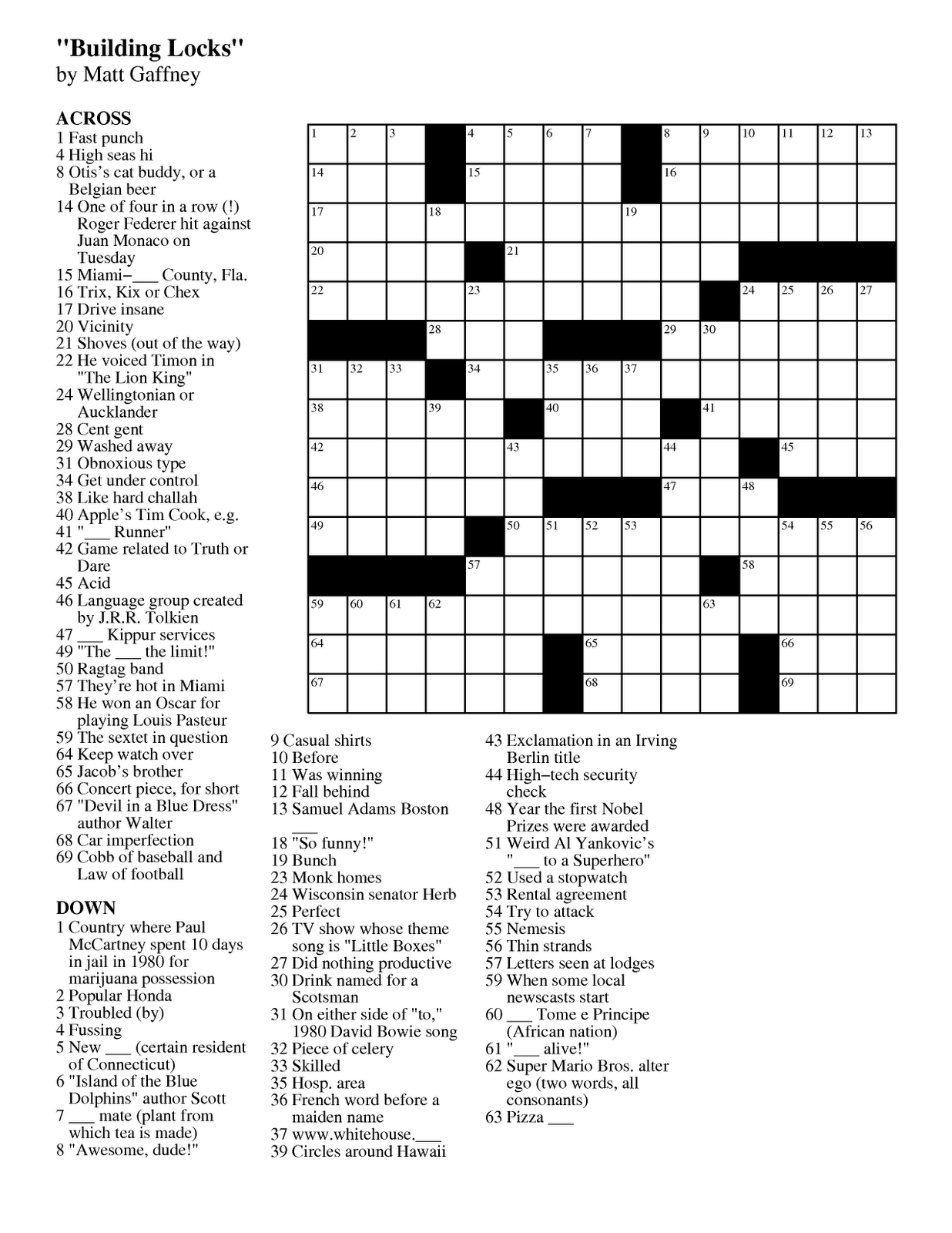 crossword puzzles printable pdf