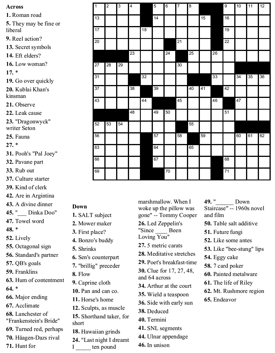 free easy crossword puzzles printable