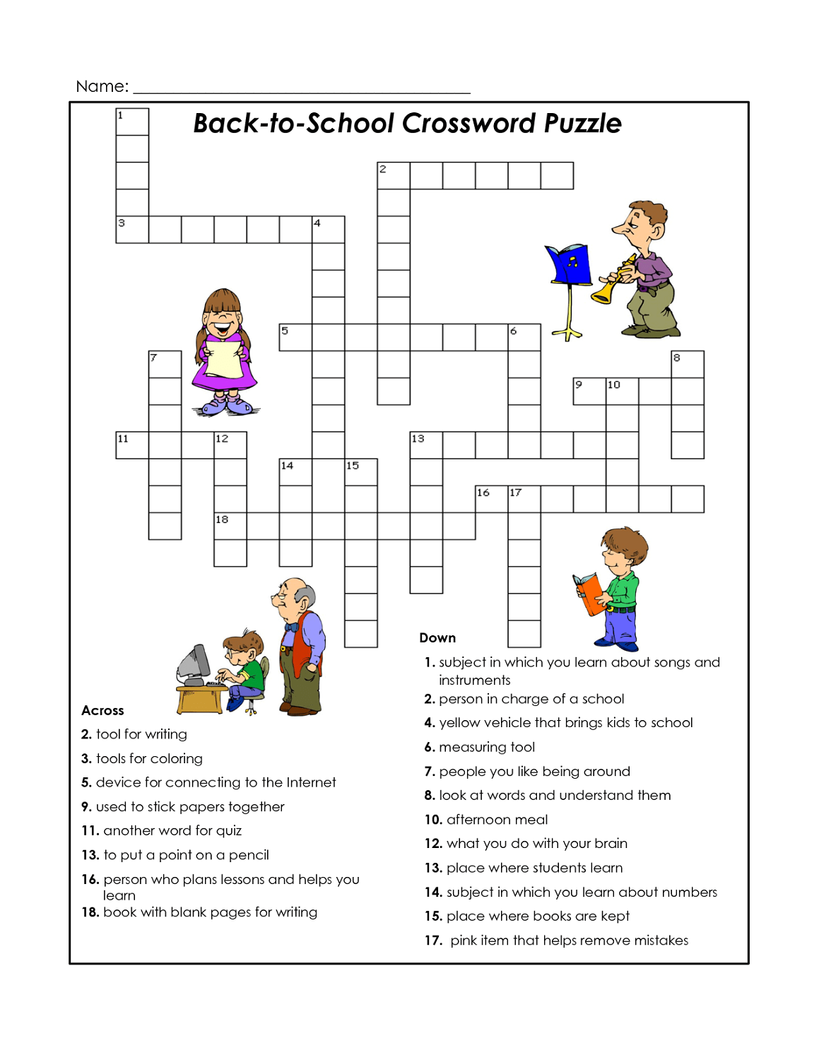 crossword puzzles for kids printable