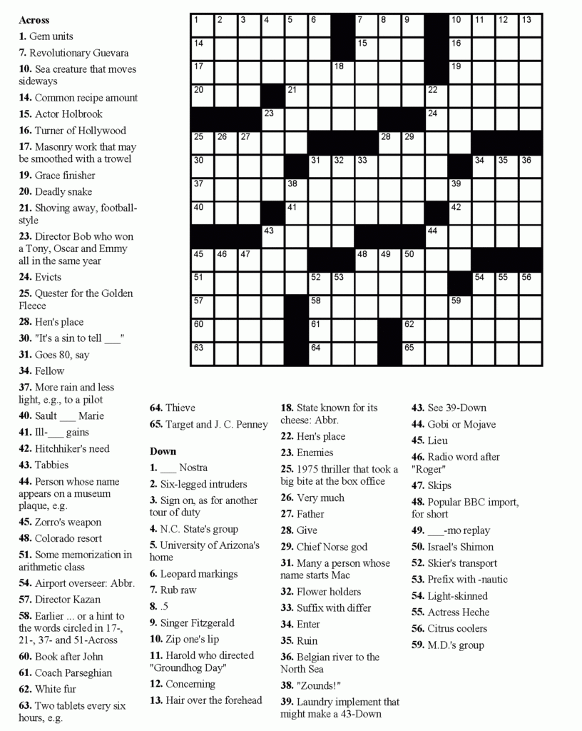Printable Crossword Puzzles Pdf Easy Printable Crossword Puzzles