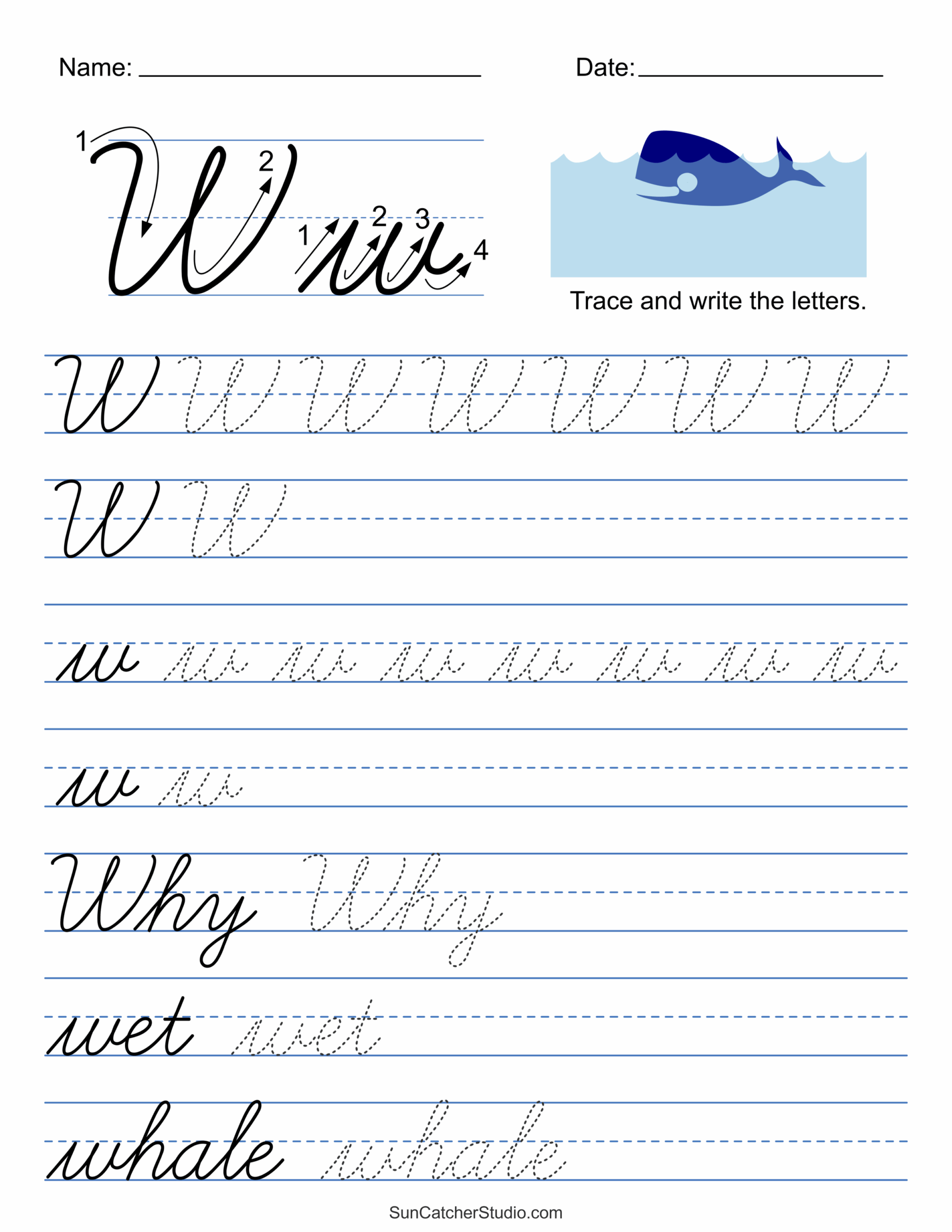 Printable Cursive Handwriting Worksheets Practice Letters DIY 