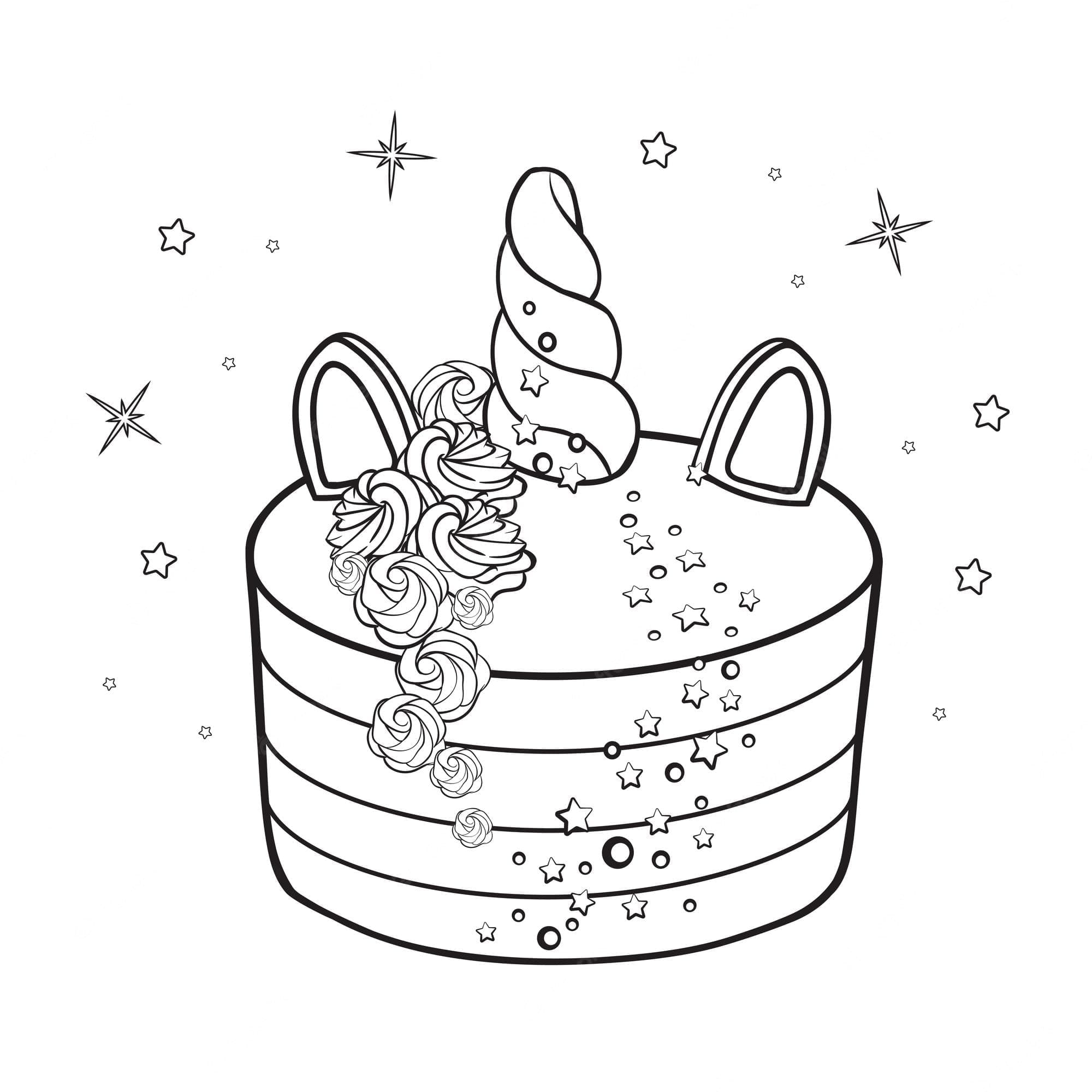 Printable Cute Unicorn Cake Coloring Play Free Coloring Game Online